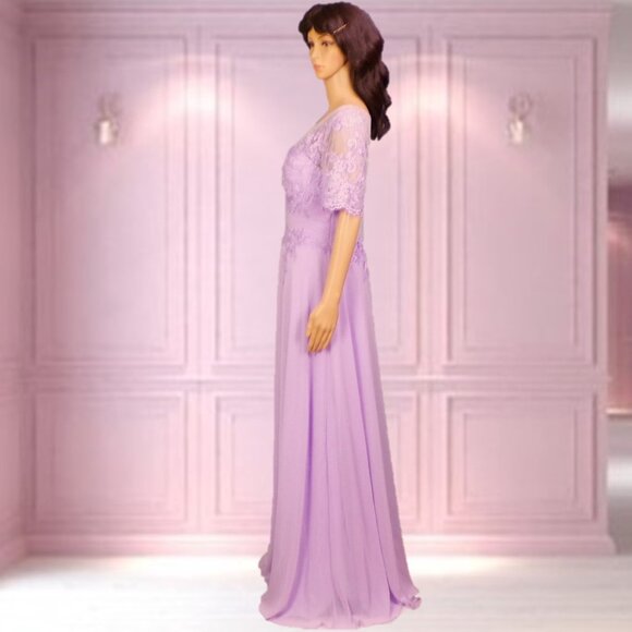 AZAZIE size A10 lilac fit/flare full-length gown 100% polyester dry clean only - Picture 7 of 16